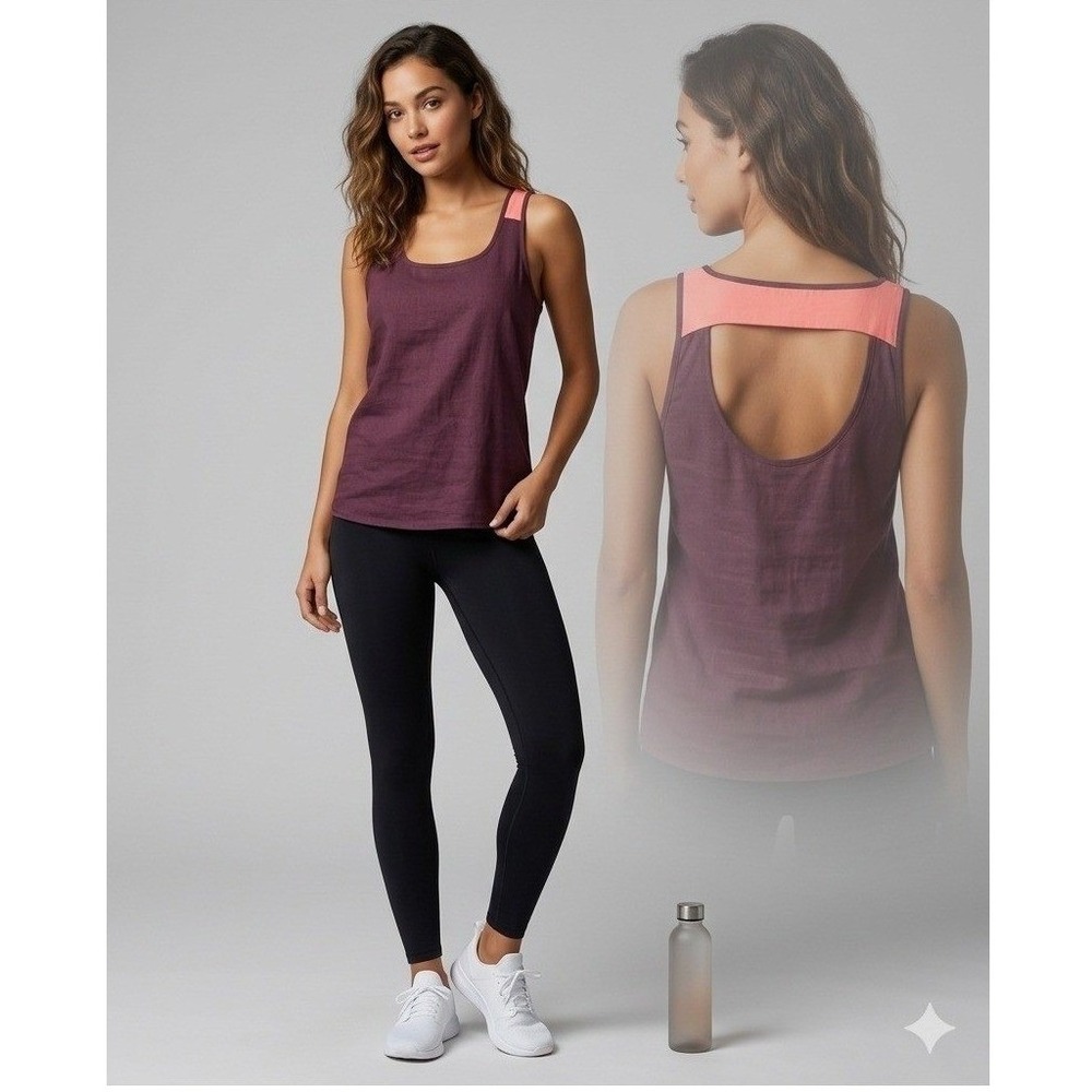 Patagonia Latticeback Tank Top Womens 8 Purple Coral‎ Organic Cotton Cutout